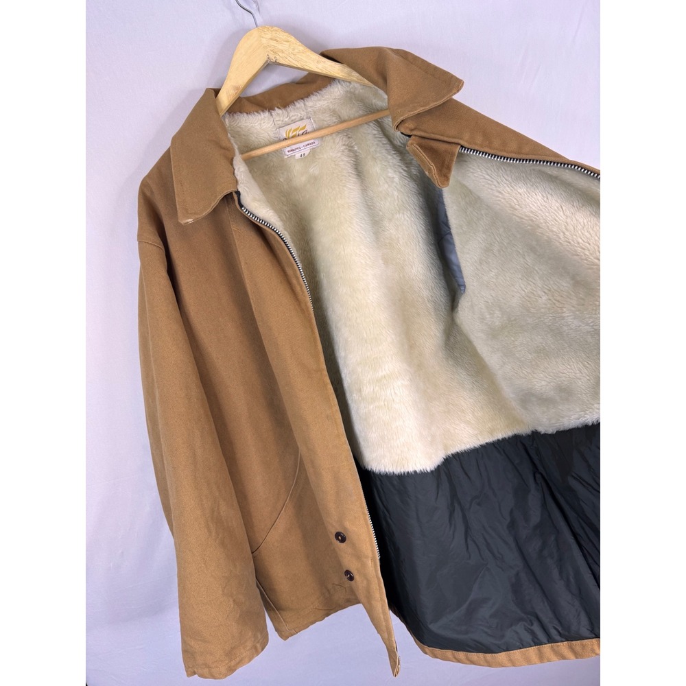 Vintage Brush Fire Canvas Work Jacket Sherpa Lined Duck‎ Chore Coat Brown Men 48 - Picture 7 of 13
